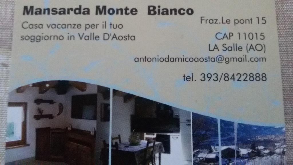 Mansarda Monte Bianco La Salle Exterior foto